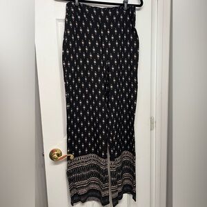 Elegant Black Patterned Women's Pants